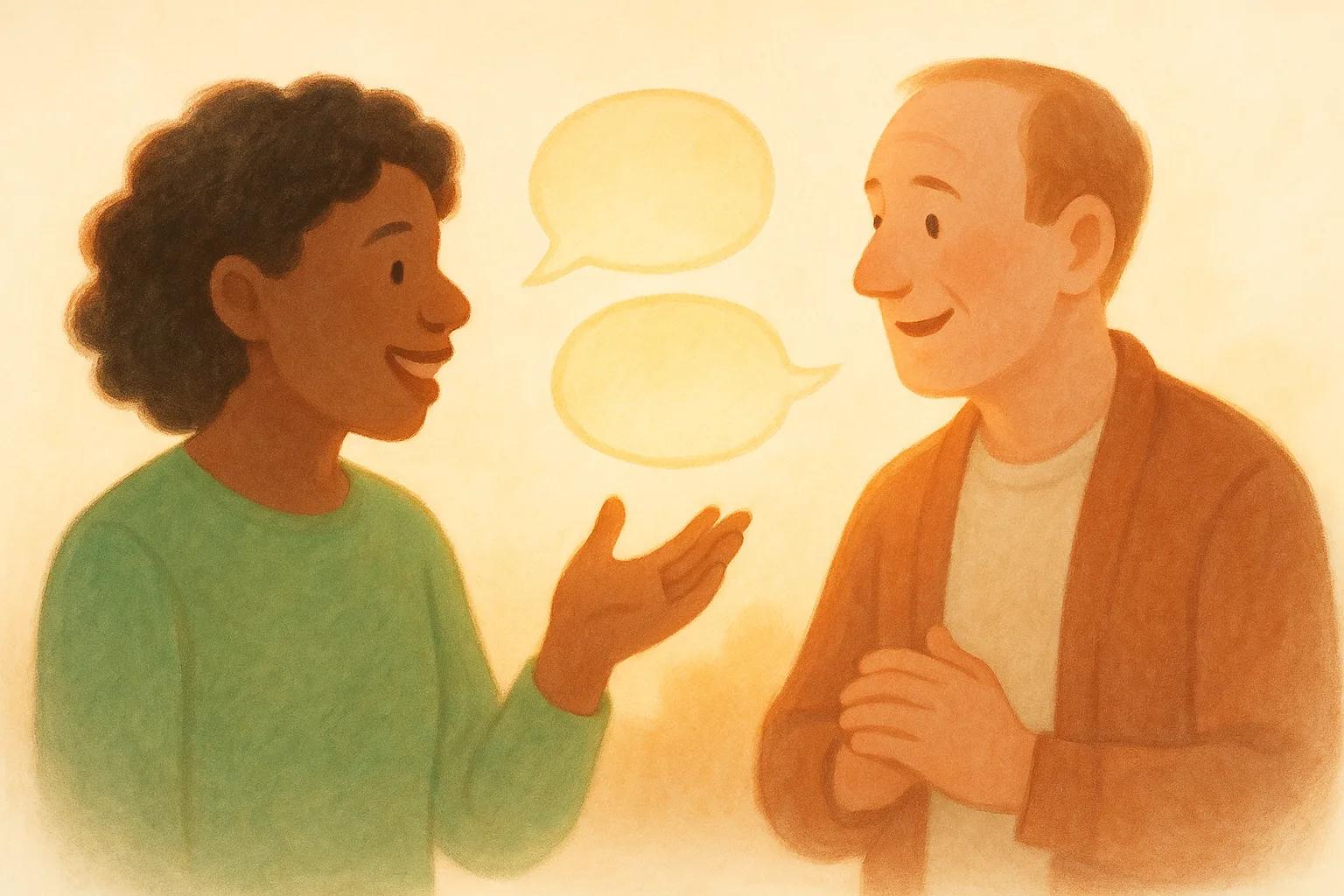 People gathered together in warm conversation.